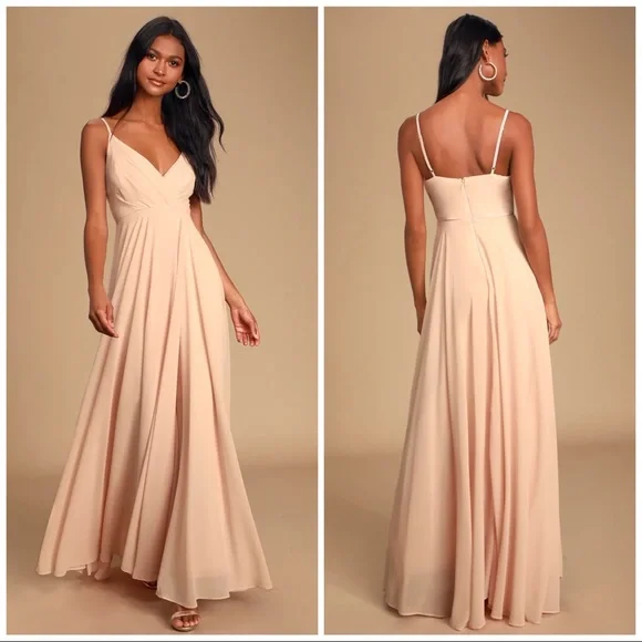 chinese dress ladies Blush Pink Gown Open Back #1118